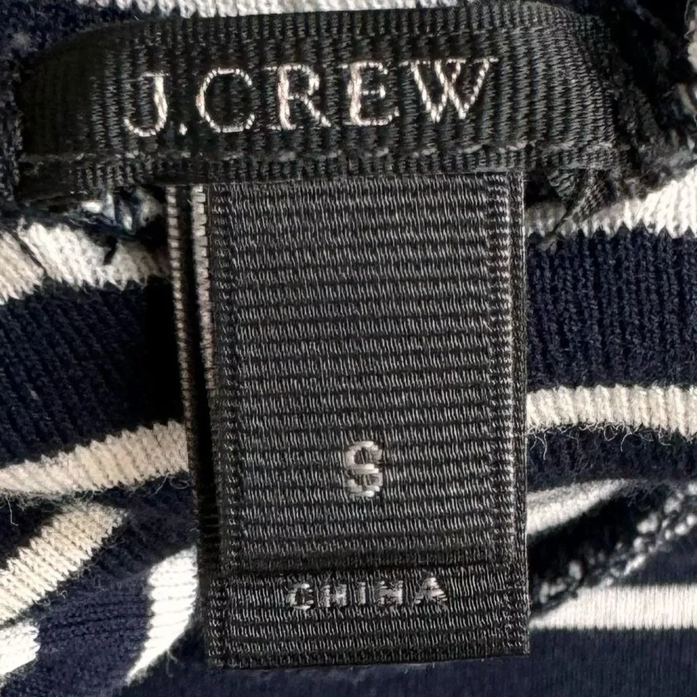 J. Crew Long Sleeve Navy Blue White Stripe Cotton Turtleneck Top. Small.